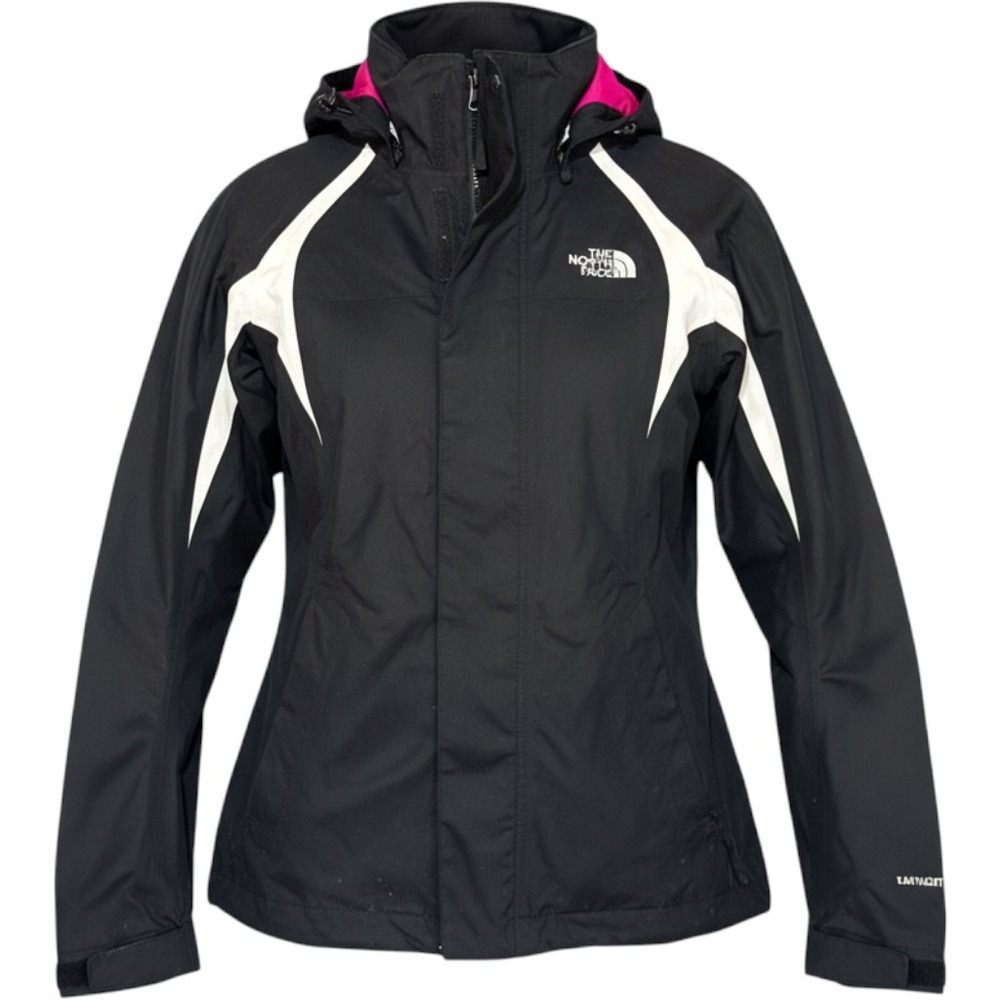 The North Face Rain Jacket Girls Medium 10/12 Black HyVent Hooded Shell Gorpcore